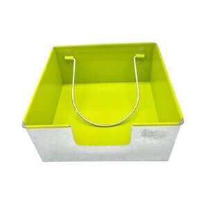 Napkin Holder Aluminum Silver and Neon Green 7 X 7 X 3.5 Durable Stylish Storage